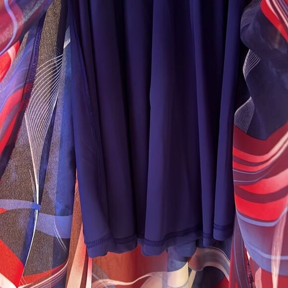 Love X Design Blue Red Printed Sleeveless Maxi Dress Size 2X - Picture 12 of 14